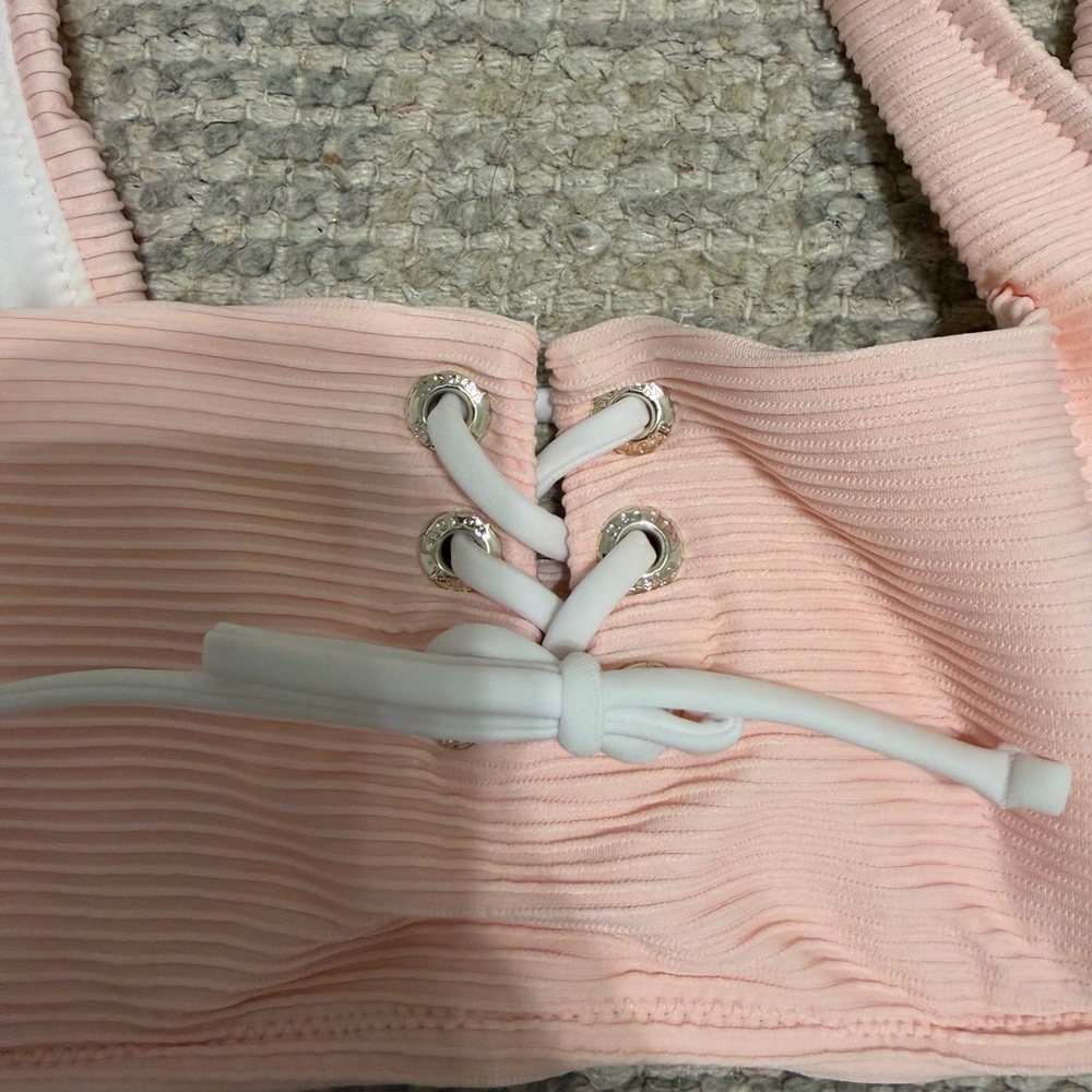 Heidi Klein Blush Ribbed Bikini Top - Picture 3 of 5